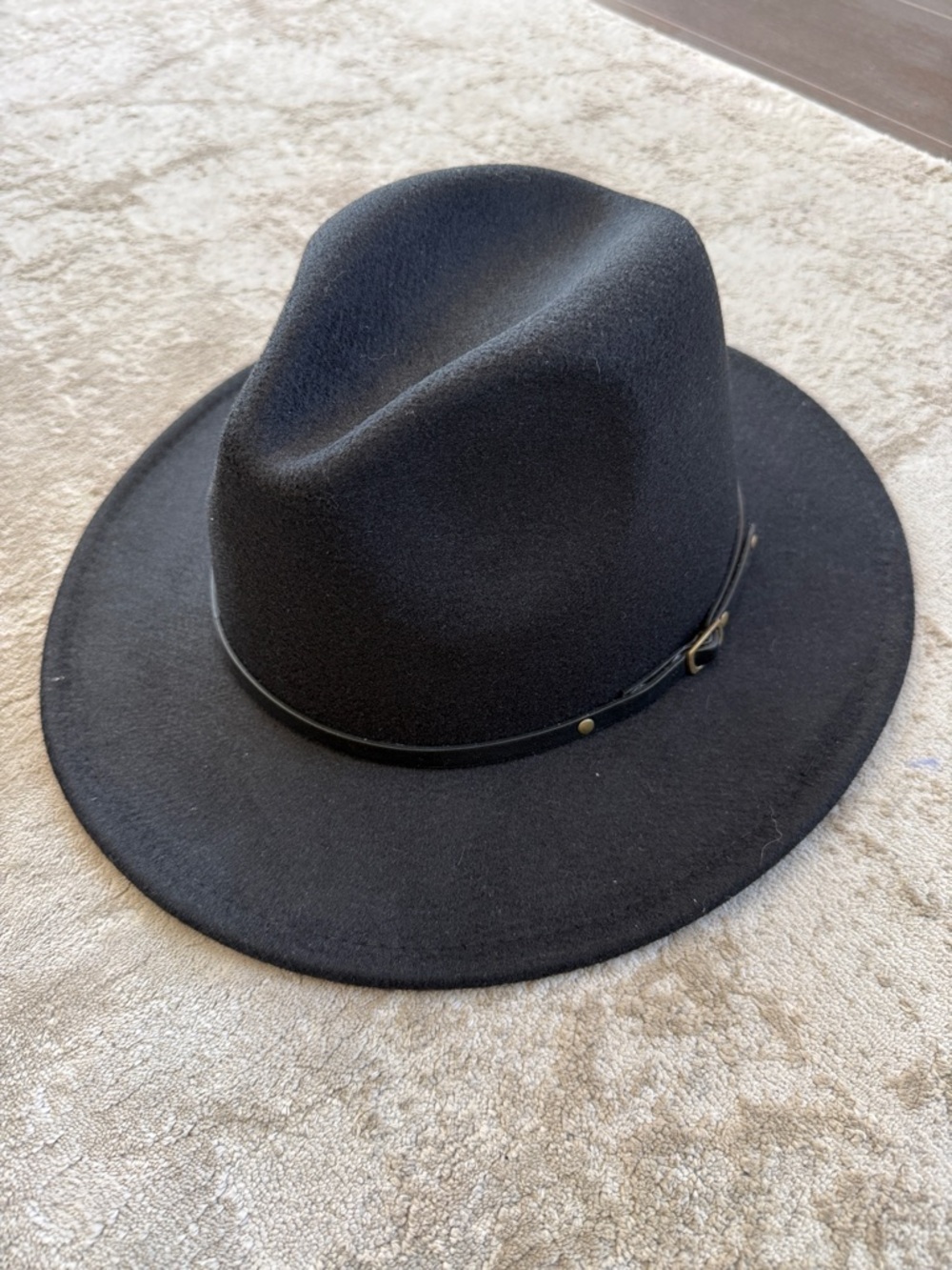 Classic Black Felt Fedora Hat with Leather Band